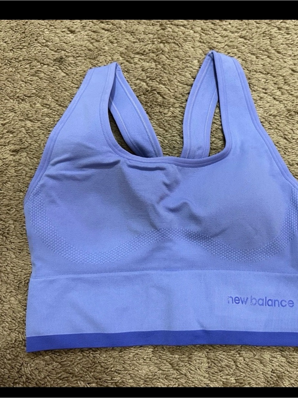 New Balance Lavender Seamless Crop Sports Bra with Contrast Hem